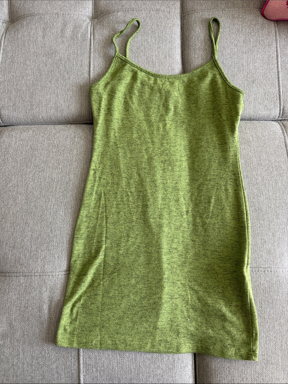 Lightweight Olive Green Spaghetti-Strap Cami Dress